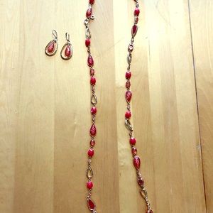 Anne Klein Coral pink earring/ necklace set